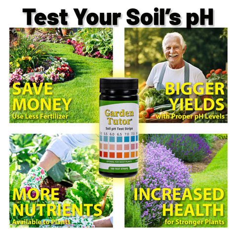 Garden Tutor Soil pH Test Kit, 100 Test Strips with AI Web Reader, Fast & Accurate Soil Testing for Garden, Lawn, Vegetables & Compost