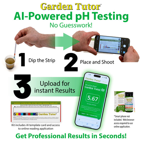 Garden Tutor Soil pH Test Kit, 100 Test Strips with AI Web Reader, Fast & Accurate Soil Testing for Garden, Lawn, Vegetables & Compost